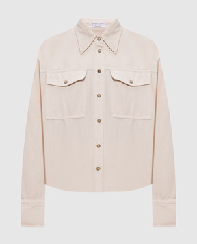 Brunello Cucinelli Бежевая джинсовая рубашка с льном ML996NC206