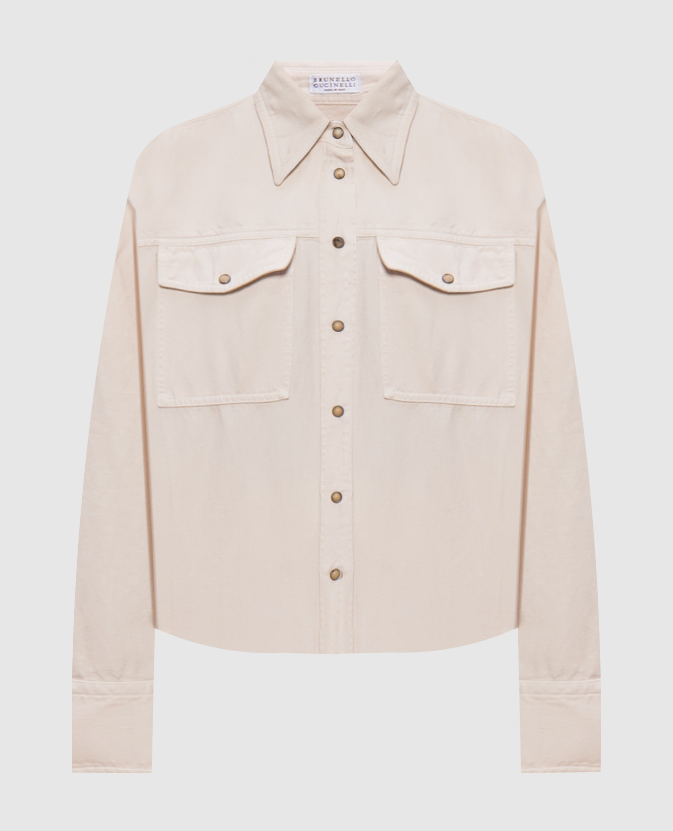 Бежевая джинсовая рубашка с льном