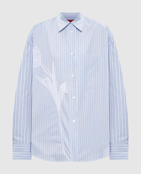 Max & Co Блакитна сорочка CANNETI в смужку з квітковою аплікацією MCOCANNETI