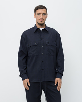 Dolce&Gabbana Синяя рубашка из шерсти в клеточку G5OG7TFQ2NJ