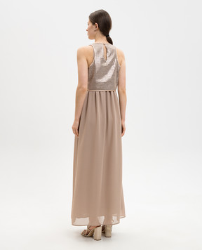 Peserico Бежевое платье с шелком двойной конструкции A0200806814