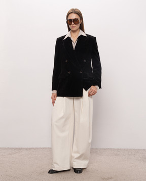 Brunello Cucinelli Черный двубортный вельветовый жакет с люрексом MG5687369