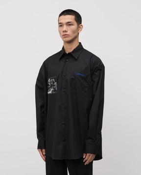Off-White Черная рубашка Faded Painting 44MGE004F5F003