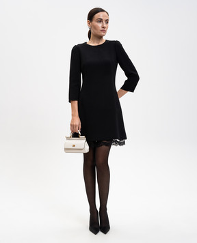 Dolce&Gabbana Чорна сукня міні з вовни з мереживом F6H8RTFUBD2