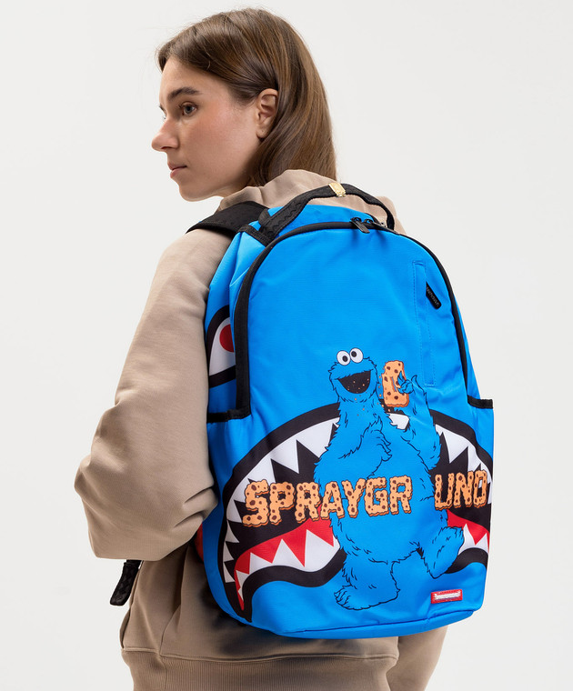 Sprayground Дитячий синій рюкзак SESAME STREET COOKIE MONSTER TAKE A BITE 910B9122NSZ зображення 2