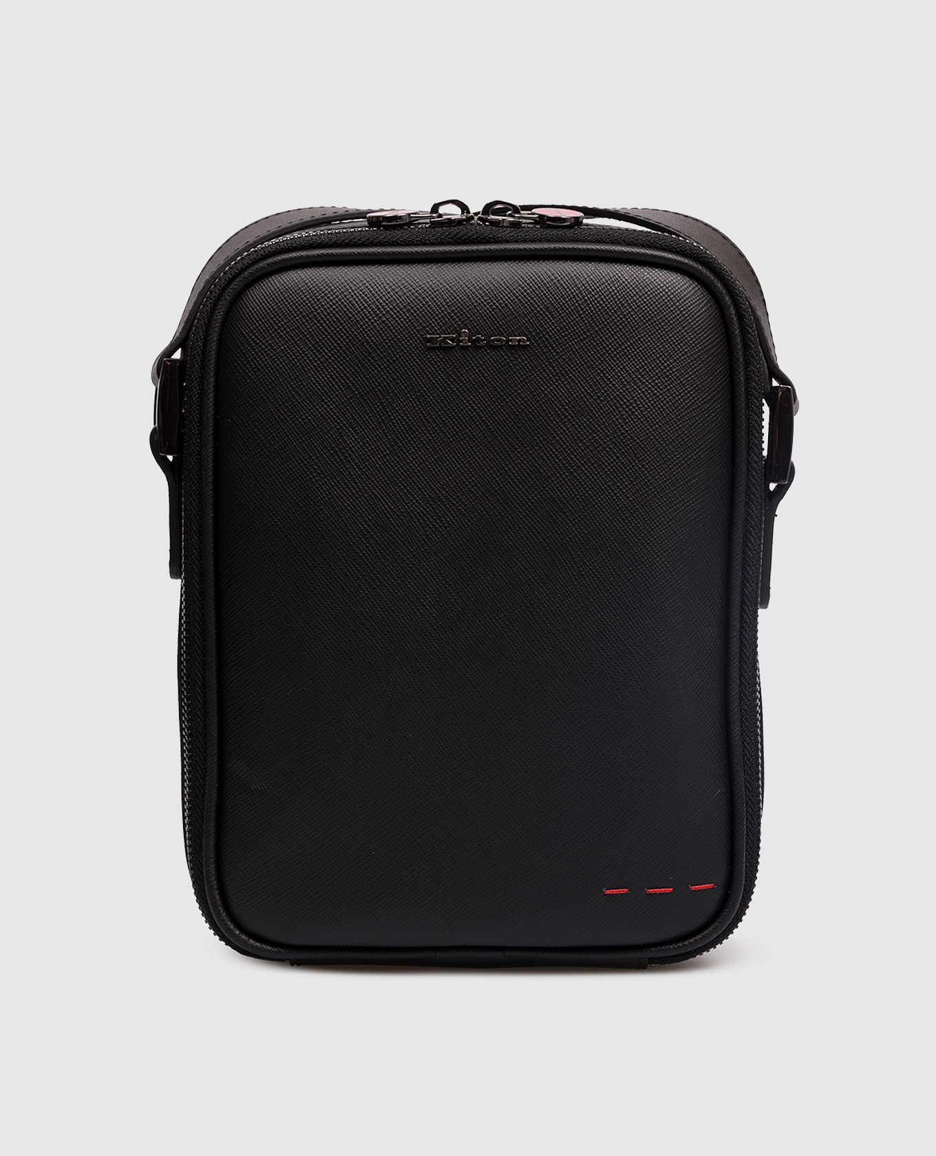 

Черная кожаная сумка с фактурным логотипом, Черный, Сумки через плечо