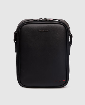 Kiton Чорна шкіряна сумка з фактурним логотипом UBA0112N01269