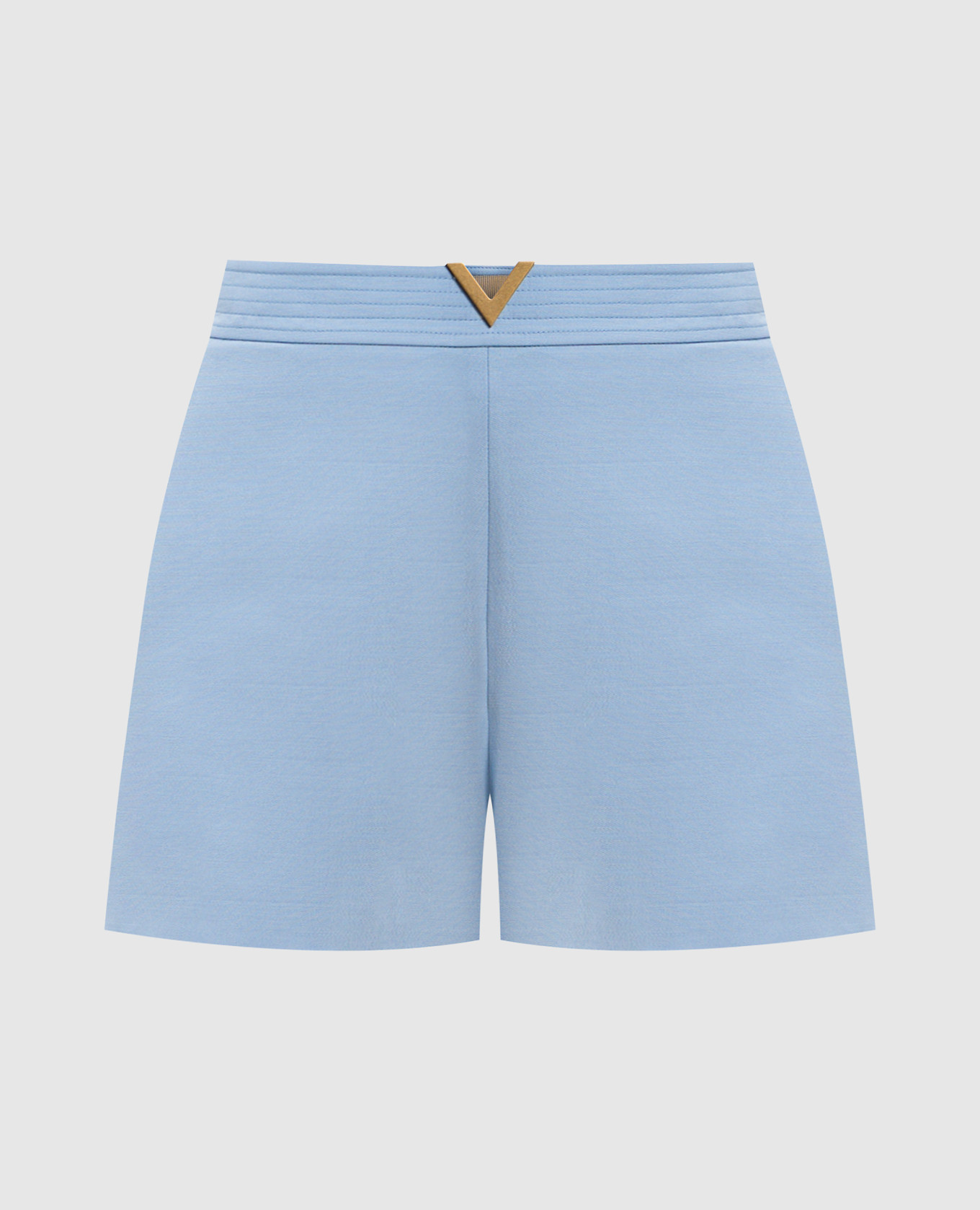 

Голубые шорты с шерстью и шелком с логотипом, Голубой, Шорты