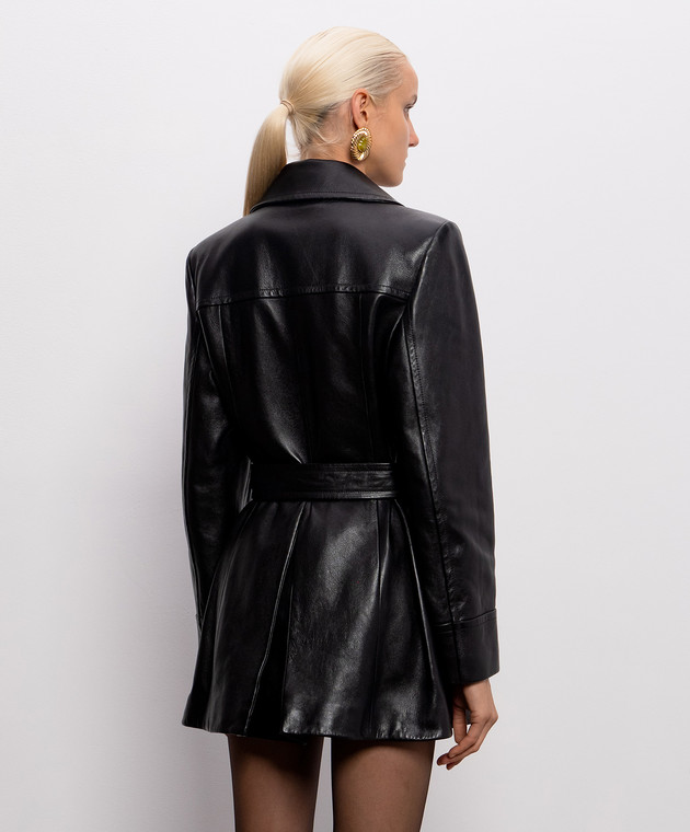 Saint Laurent Черная кожаная двубортная куртка 876892YCQT2 изображение 4