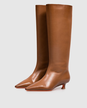 Santoni Коричневые кожаные сапоги WSTI72407HI2NXUY