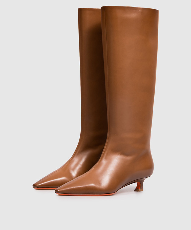 Santoni Коричневые кожаные сапоги WSTI72407HI2NXUY изображение 2