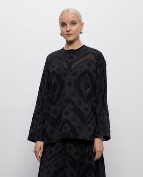 Agnona Чорна блуза в тканий візерунок TD1112YJ2001