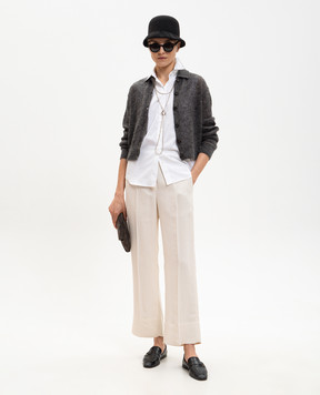 Brunello Cucinelli Сірий кардиган з вовною з люрексом MBG775516P