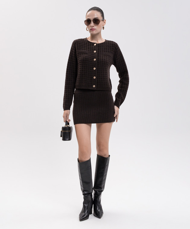 Allude Коричнева спідниця міні з фактурним візерунком 26517114 зображення 2