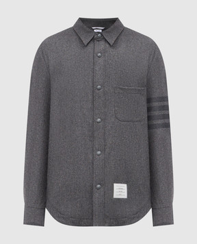 Thom Browne Серая куртка в стиле рубашки из шерсти и кашемира MJO055A06393