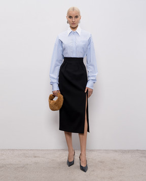 Thierry Mugler Голубая рубашка в полоску 26P1TO08452030