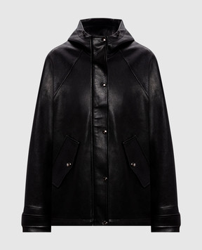 Babe Pay Pls Чорна шкіряна куртка з капюшоном 2116AMAZON