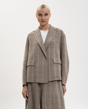 BOBOUTIC Бежевый жакет из шелка в клетку 5067
