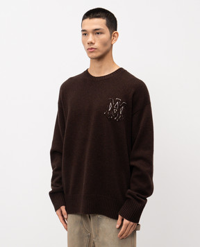 AMIRI Коричневий светр з вовни з логотипом AMTOKN1003
