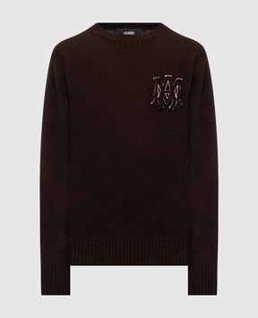 AMIRI Коричневий светр з вовни з логотипом AMTOKN1003