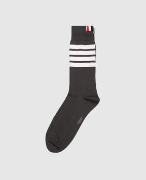 Thom Browne Сірі шкарпетки з брендовими смужками MAS023B01690