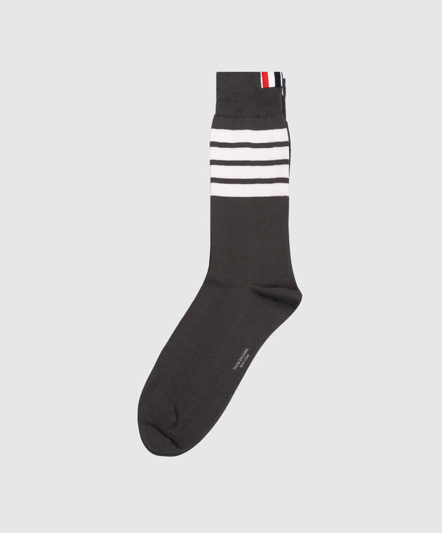 Thom Browne Серые носки с брендовыми полосками MAS023B01690 изображение 2