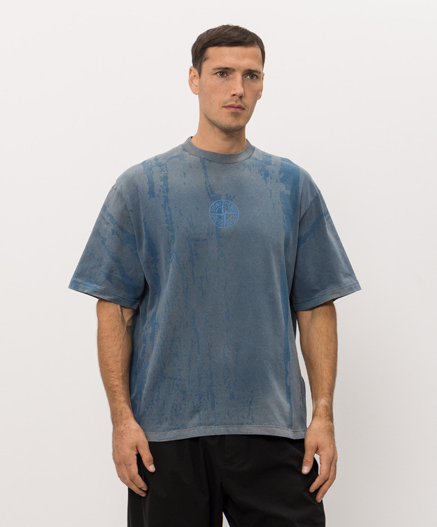 Stone Island Голубая футболка с принтом логотипа L2S152100002S0440 изображение 3