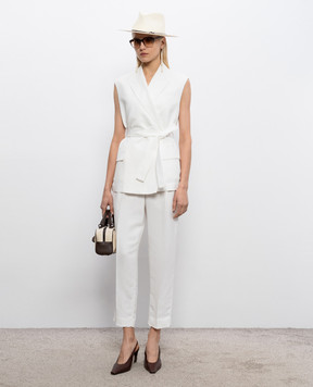 Brunello Cucinelli Білі штани з льоном з ланцюжком моніль MH126P8292