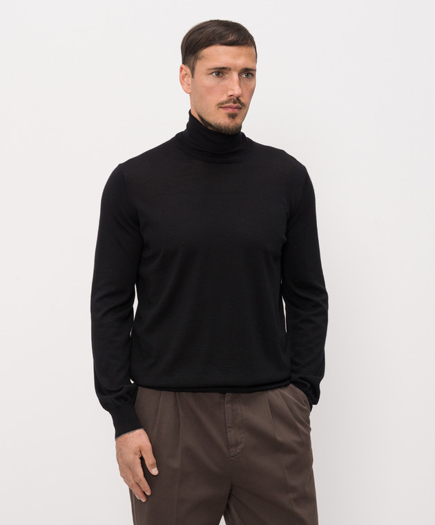Brunello Cucinelli Чорний гольф з вовни та кашеміру M2400103 зображення 3