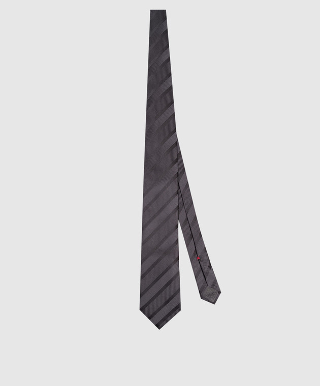 Brunello Cucinelli Серый галстук из шелка в полоску MR8460018P изображение 3