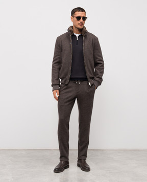 Enrico Mandelli Синее поло из шерсти и шелка с логотипом 2K040A5904