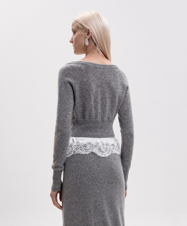 Ermanno Scervino Сірий джемпер з кашеміру з мереживом D492N300APPYU зображення 4