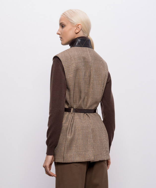 Brunello Cucinelli Бежевий жилет з вовни у візерунок з люрексом MG5467259P зображення 4