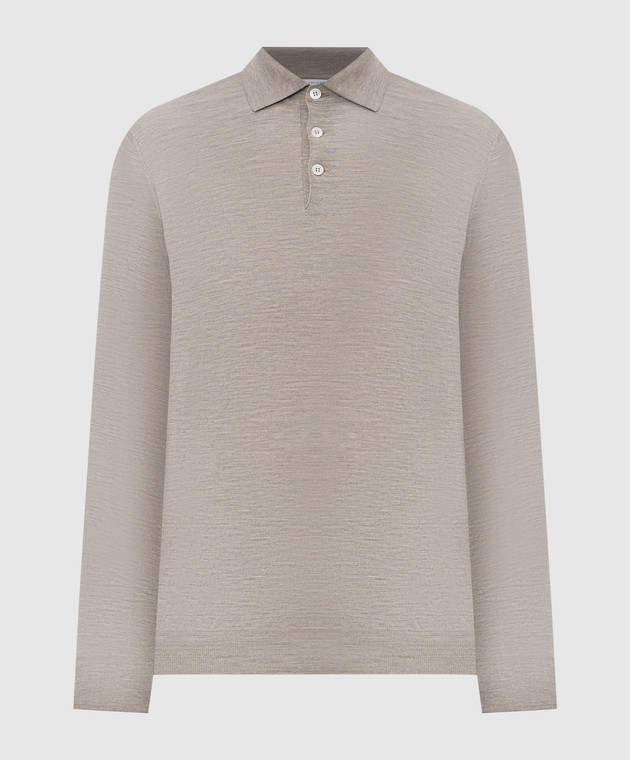 Brunello Cucinelli Меланжевое поло серого цвета из шерсти и кашемира M2400295