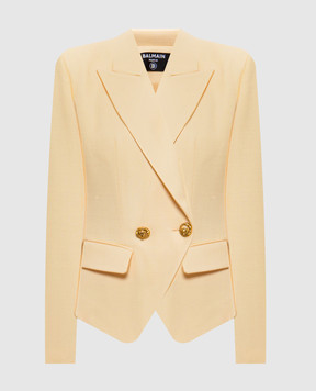 Balmain Желтый двубортный жакет GF1SI650VI58