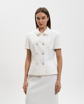 Versace Белый двубортный жакет из шерсти 10230621A12789