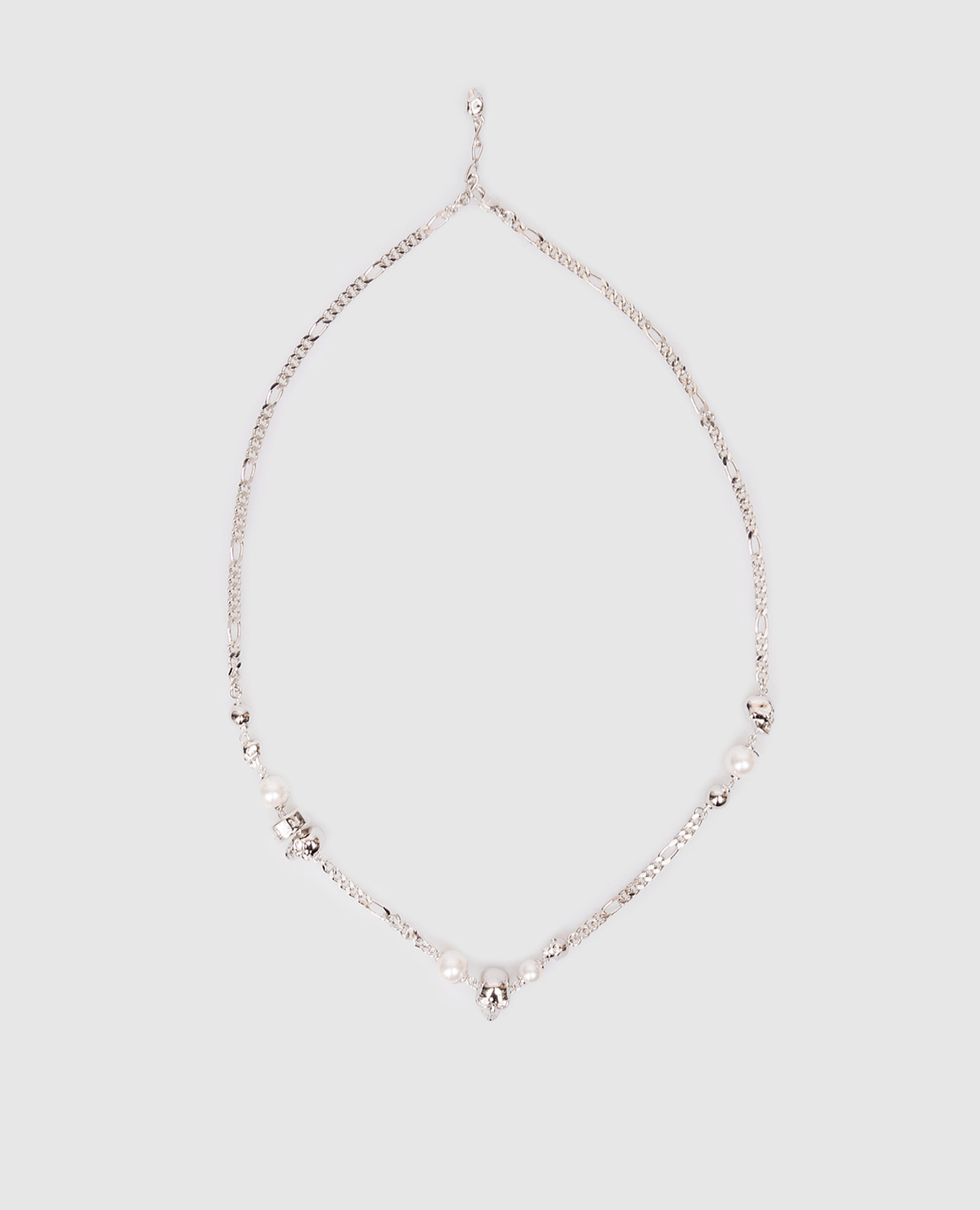 

Серебристая цепочка с черепами с палладиевым покрытием, Серебристый, Ожерелья