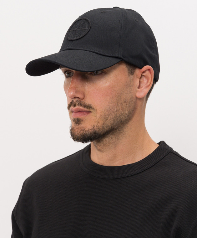 Stone Island Черная кепка с вышивкой L2S159100013S0248 изображение 2