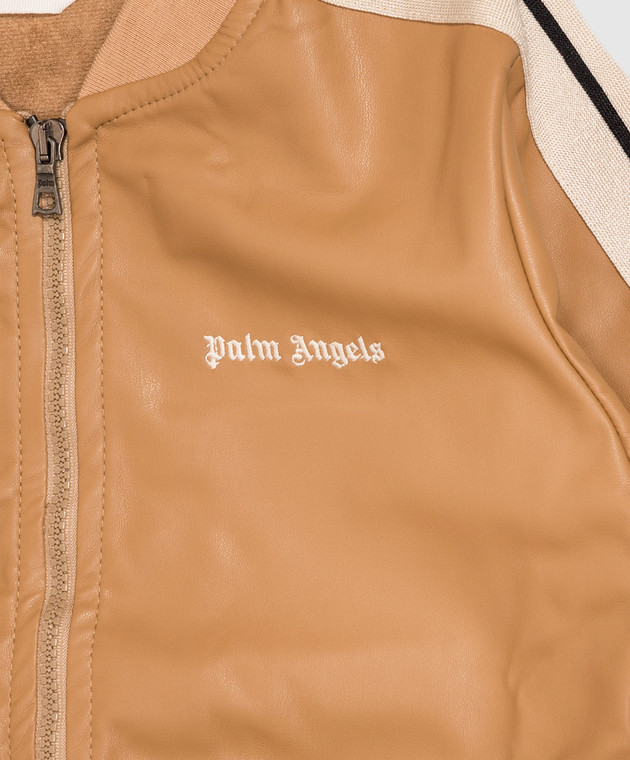 Palm Angels Детская коричневая спортивная куртка с вышивкой логотипа F6PAJBJK163 изображение 3