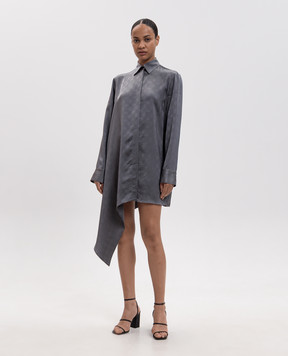 Off-White Сіра сукня-сорочка у візерунок емблеми 2FU00339T