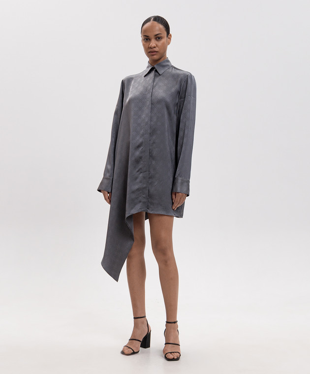 Off-White Сіра сукня-сорочка у візерунок емблеми 2FU00339T зображення 3