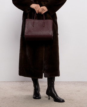 Bottega Veneta Бордовая кожаная сумка Barbara 875932V5KD0