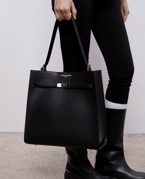 Gianni Notaro Чорна шкіряна сумка RUGA з принтом логотипа 255RUGANIKEL