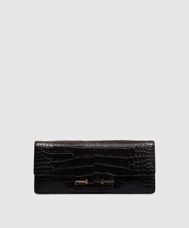 Tom Ford Чорна шкіряна сумка AUBE E/W з тисненням під шкіру крокодила L1899LCL607P