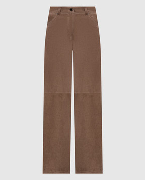 Brunello Cucinelli Коричневые замшевые брюки с цепочкой мониль MPCLFP9187