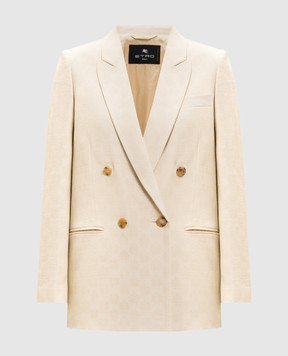 Etro Бежевый двубортный жакет в узор WRCA0108AU153