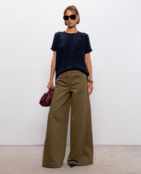 Max Mara Джинсовые палаццо цвета хаки MXMALAMARO