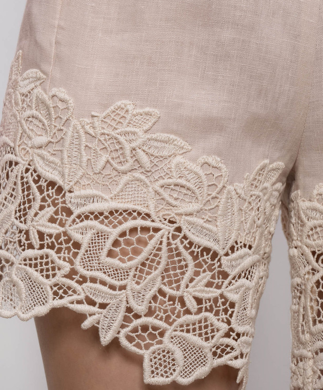 Ermanno Scervino Life Розовые шорты из льна с кружевом D484P610GQI изображение 5