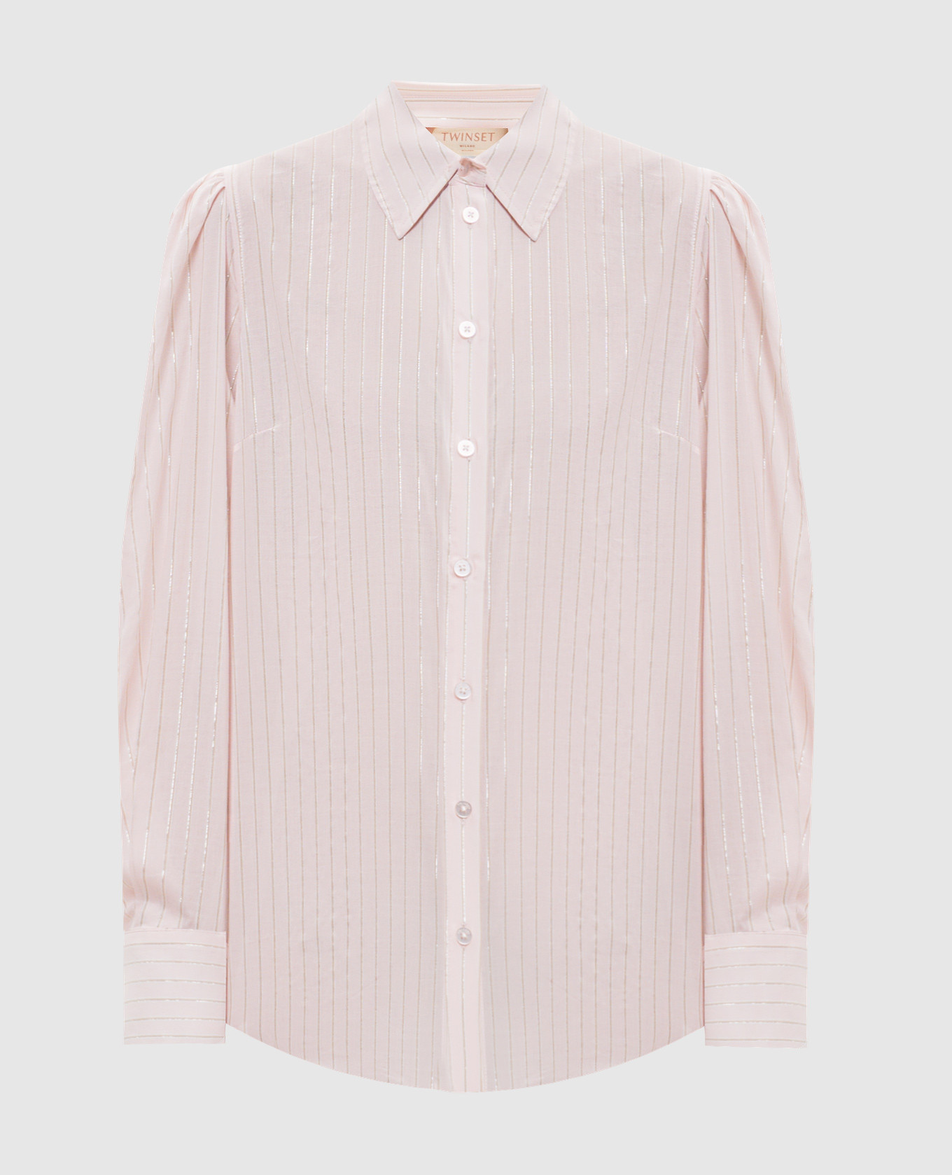 Розовая рубашка в полоску с люрексом