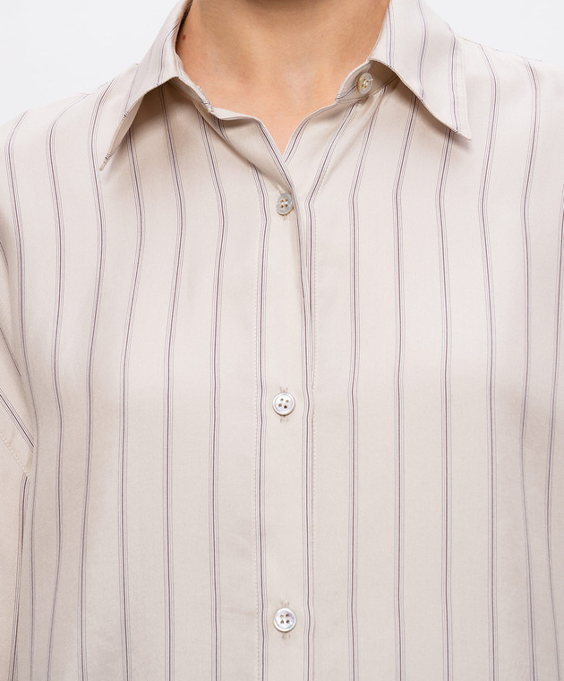 Versace Бежевая блуза из шелка в полоску 10244301A17906 изображение 5